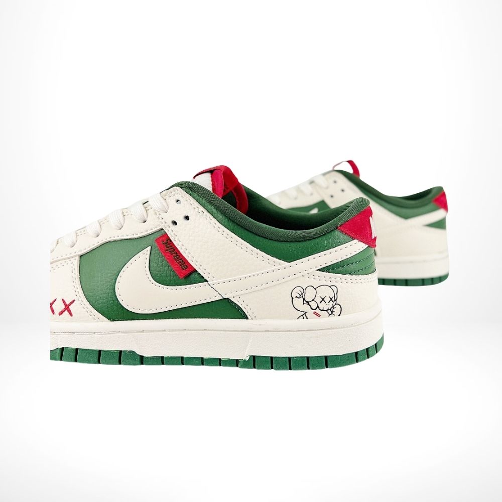 Nike SB Dunk Low X Supreme White Pink Green